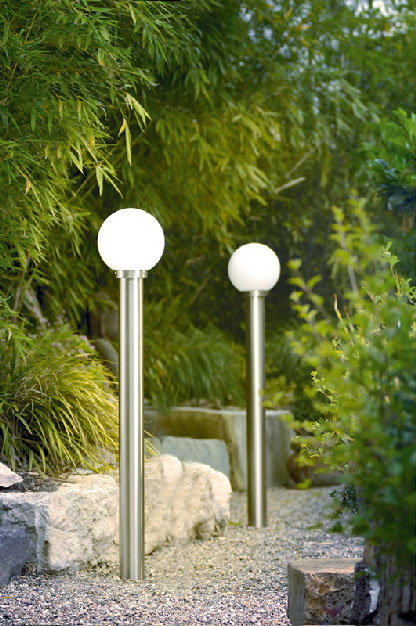 LeuchtenDirekt TANO - Outdoor Bollard Lamp - Nickel Matt / White - 110CM - E27